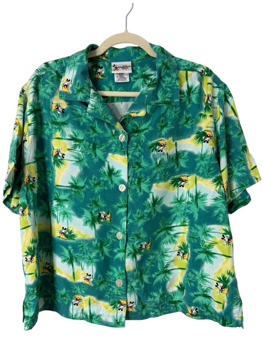 Vintage Walt Disney World Minnie Mouse Silk Hawaiian Camp Shirt XL